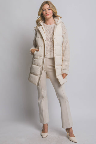 Hooded Long Quilted Puffer Vest