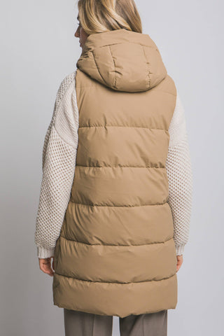 Hooded Long Quilted Puffer Vest
