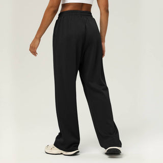 Wide-Leg Drawstring Sport Pants with Pockets