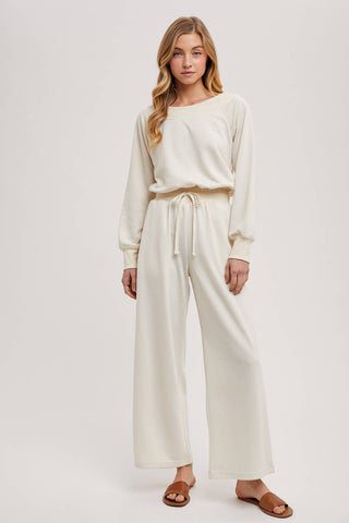 WIDE NECK OFF THE SHOULDER KNIT JUMPSUIT (HUNTER GREEN)