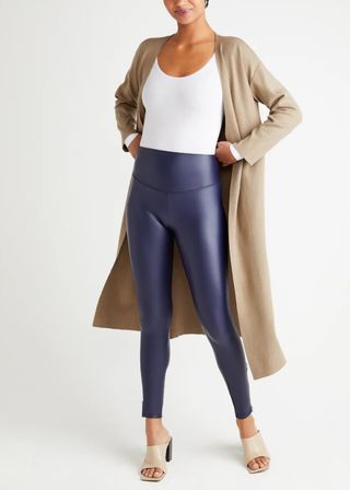 Faux Leather Shaping Legging with Side Zip (Plus Sizes Available)