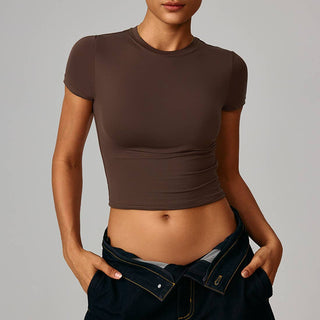Slim-Fit Quick-Dry Round-Neck Yoga T-Shirt