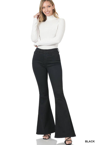 0704 High Rise Flare Denim Pants SI-22430 Zenana