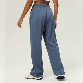 Wide-Leg Drawstring Sport Pants with Pockets