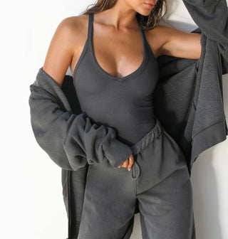 Knit Slim Tank Top: Dark Grey / M