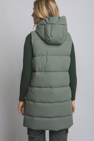 Hooded Long Quilted Puffer Vest