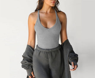 Knit Slim Tank Top: Dark Grey / M
