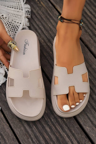 LAS Cutout Design Open Toe Platform Slippers (36-40)