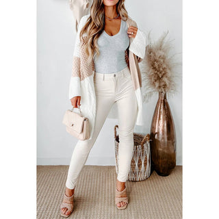 Color Block Knit Bell Sleeve Loose Cardigan