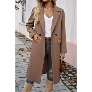Double Breasted Lapel Neck Long Jacket Coat