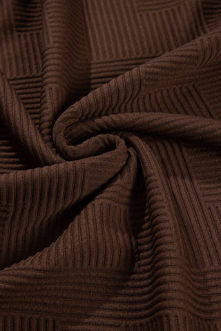 Solid Color Textured Round Neck Drop Shoulder Pullover Sweatshirt