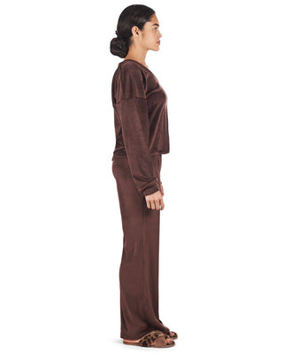 Velour V-Neck Pant Set