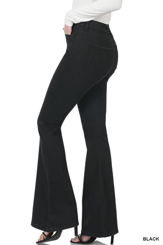 0704 High Rise Flare Denim Pants SI-22430 Zenana