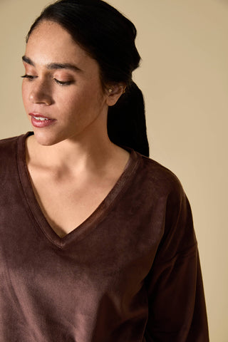 Velour V-Neck Pant Set