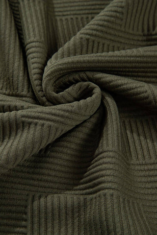 Solid Color Textured Round Neck Drop Shoulder Pullover Sweatshirt