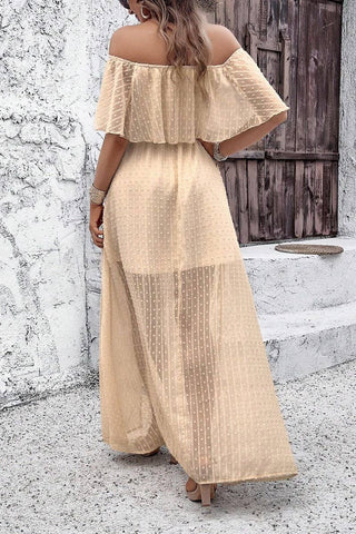 CWDMD5706_SEXY ONE-SHOULDER SOLID COLOR SHORT-SLEEVED DRESS