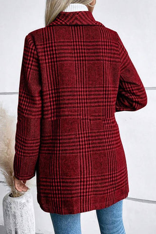 Autumn–Winter Lapel Plaid Coat