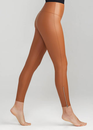 Faux Leather Shaping Legging with Side Zip (Plus Sizes Available)