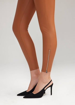 Faux Leather Shaping Legging with Side Zip (Plus Sizes Available)