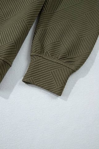 Solid Color Textured Round Neck Drop Shoulder Pullover Sweatshirt