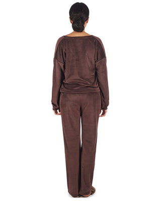 Velour V-Neck Pant Set