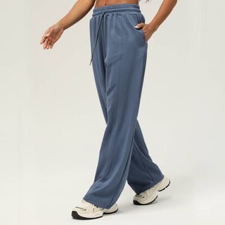 Wide-Leg Drawstring Sport Pants with Pockets