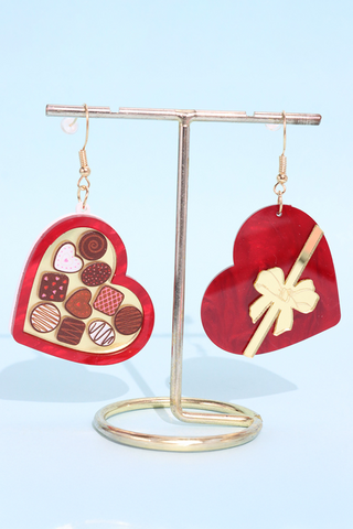 Box of Chocolate Heart Shaped Earrings