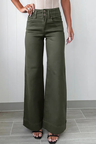 Mist Green High Waist Flared Bottom Jeans