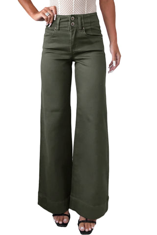 Mist Green High Waist Flared Bottom Jeans