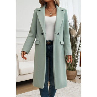 Double Breasted Lapel Neck Long Jacket Coat