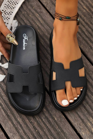 LAS Cutout Design Open Toe Platform Slippers (36-40)