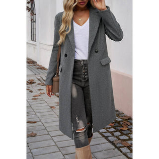 Double Breasted Lapel Neck Long Jacket Coat