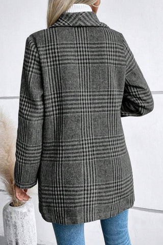 Autumn–Winter Lapel Plaid Coat
