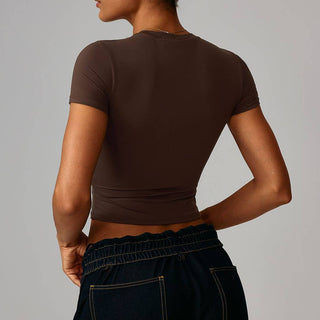 Slim-Fit Quick-Dry Round-Neck Yoga T-Shirt