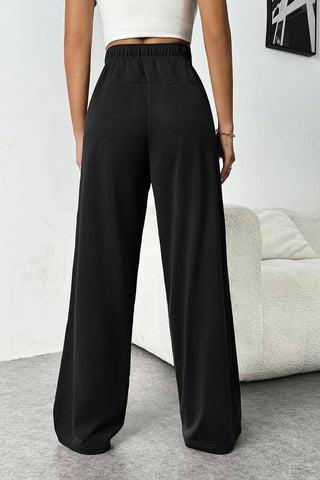 High-Rise Drawstring Loose Wide-Leg Sweatpants