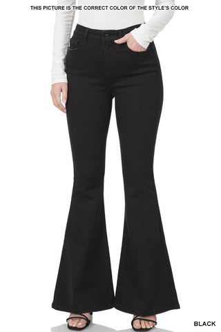0704 High Rise Flare Denim Pants SI-22430 Zenana