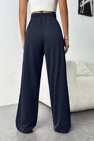 High-Rise Drawstring Loose Wide-Leg Sweatpants