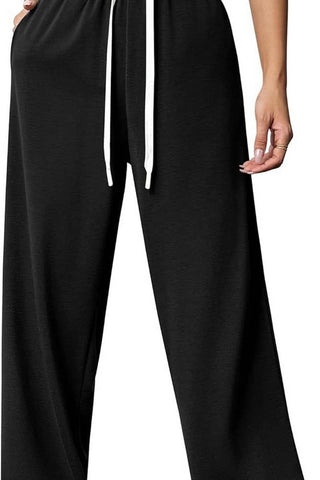 High-Rise Drawstring Loose Wide-Leg Sweatpants