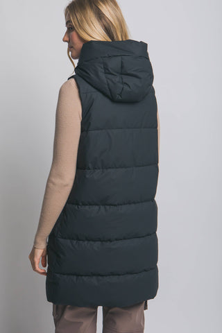 Hooded Long Quilted Puffer Vest