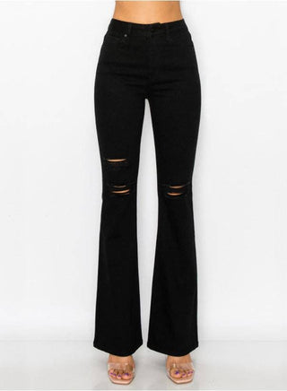 DESTRUCTED FLARE JEANS: MEDIUM / 0-1-3-5-7-9-11-13 (TOTAL 15 JEANS)