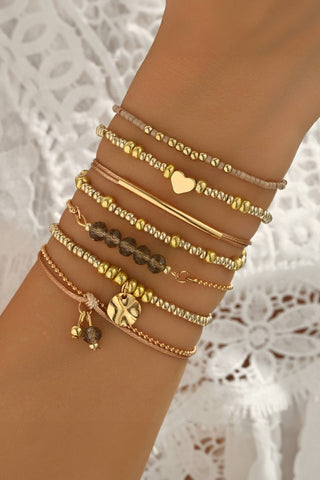 7pcs Bohemian Heart Bead Layered Bracelet Set