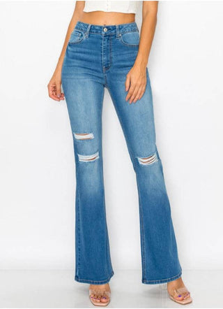 DESTRUCTED FLARE JEANS: MEDIUM / 0-1-3-5-7-9-11-13 (TOTAL 15 JEANS)