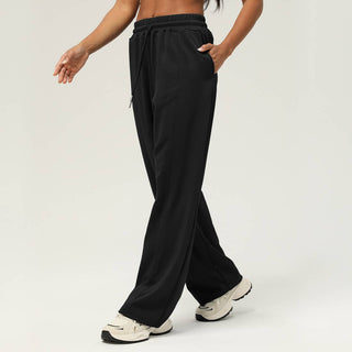 Wide-Leg Drawstring Sport Pants with Pockets