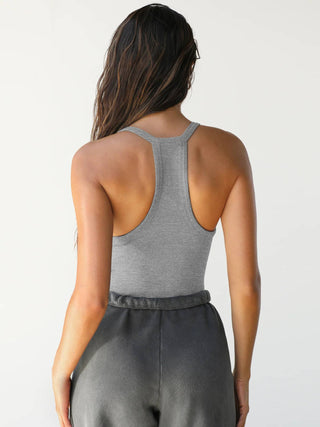 Knit Slim Tank Top: Dark Grey / M